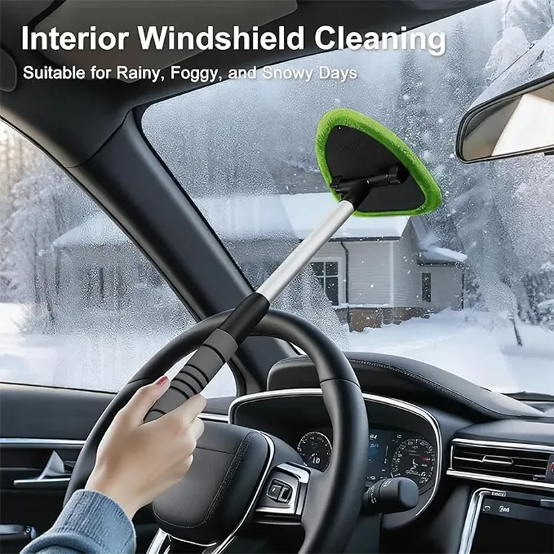 Windshield Cleaning Tool, Microfiber Car Window Cleaner with Extendable Handle